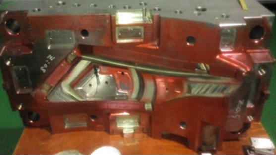 Injection mold fitting before insert molded part production